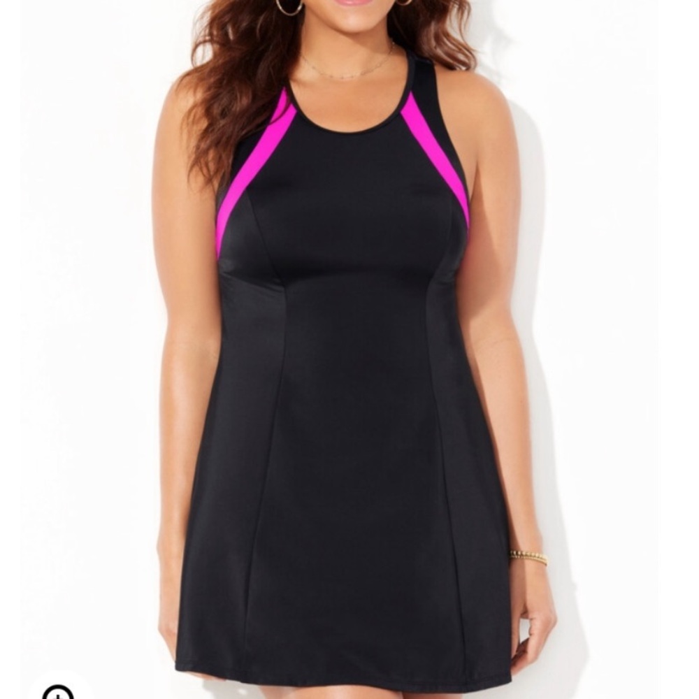 New 2pc Racerback High Neck Swimdress Set Plus Size 20 Swimsuits For All - Picture 2 of 7